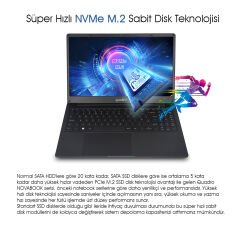 QUADRO NovaBook IN16-1650P-CS i5-1035G7 16GB 512GB SSD O/B Intel UHD 15.6'' DOS Siyah Notebook