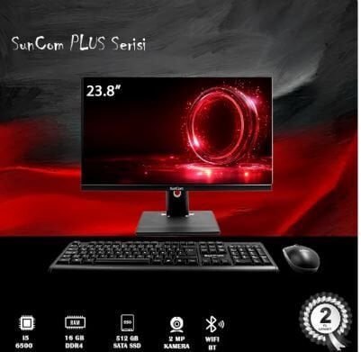 SUNCOM Panacea Pro SCA-115 i5-6500 16GB 512GB SSD O/B 23.8'' Siyah DOS All in One PC