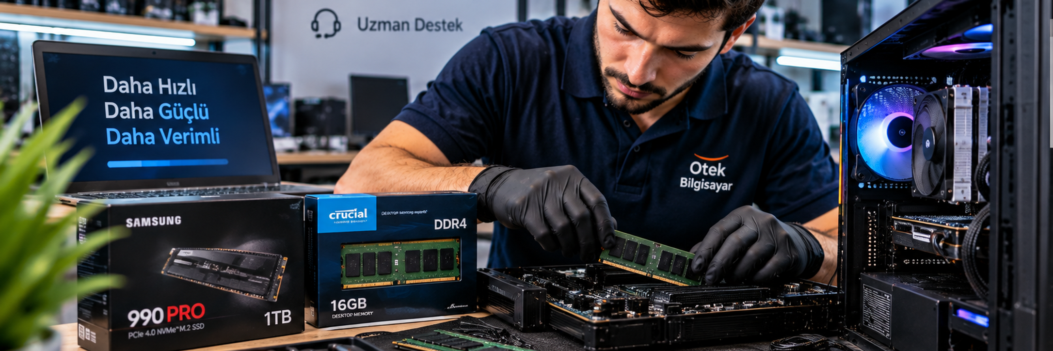 Gaziantep OTEK Bilgisayar RAM SSD yükseltme bilgisayar laptop bakım ve termal macun hizmeti