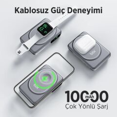 BİX TPB16 10000 Mah Gri 6’sı 1 Arada OLED Ekranlı Güç Bankası