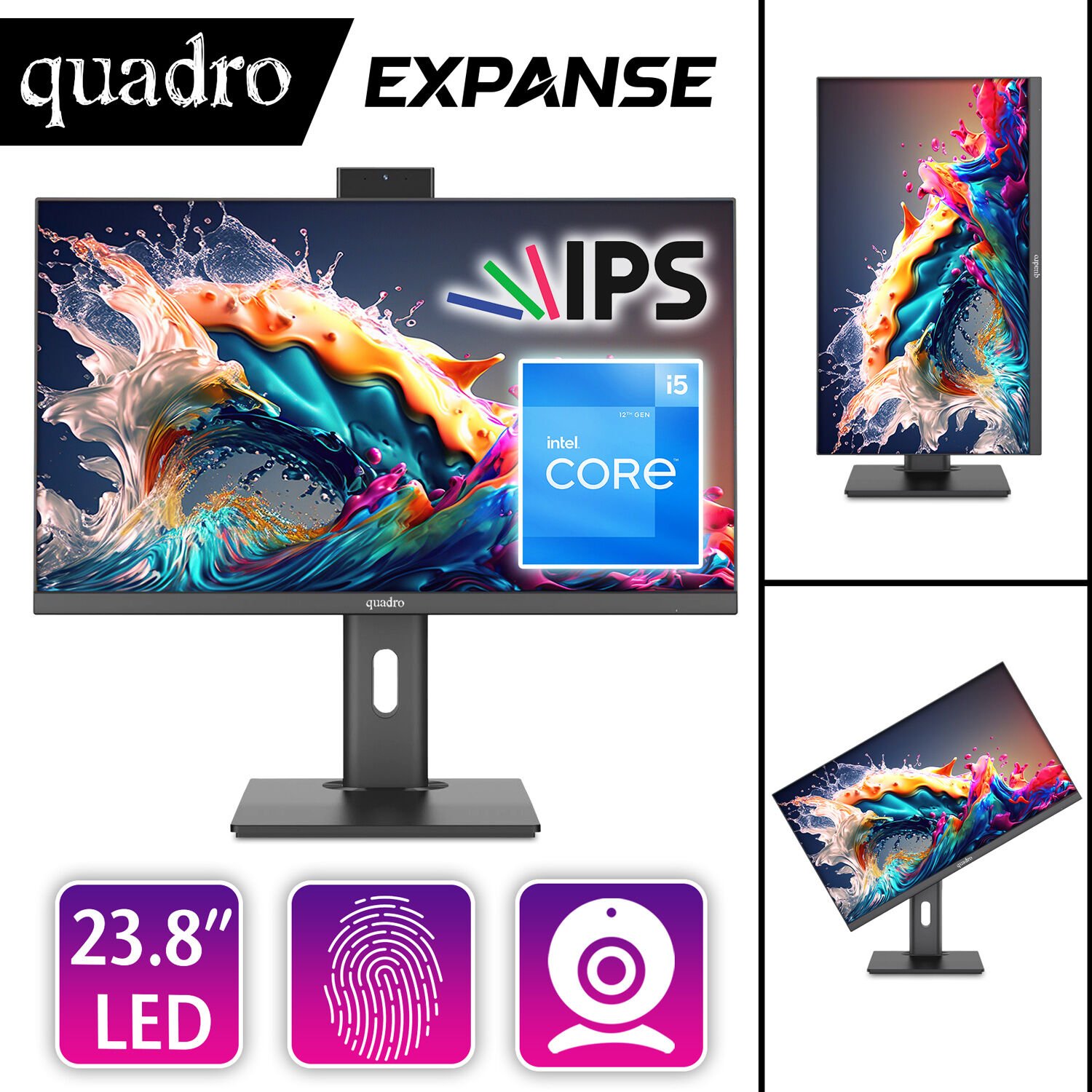 QUADRO EXPANSE AI B224 25165 i5-12450H 16GB 500GB SSD 23.8'' DOS All in One PC P.İzi (Pivot)