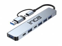 INCA IUTP-7T 7 Port X5 USB 3.0 + 2 Type-C Aluminyum Çoklayıcı