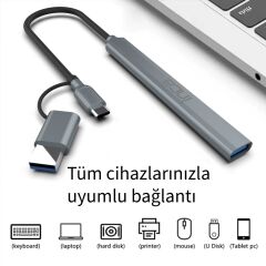 INCA IUTP-06T USB 3.0 & Type-C 3.1 1 X USB 3.0 +2 X USB+Type-c PD100W 2.0 Aluminyum Kasa