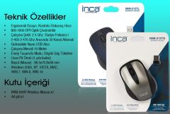 INCA IWM-201RG Nano Alıcılı Kablosuz 2.4Ghz Gri Mouse