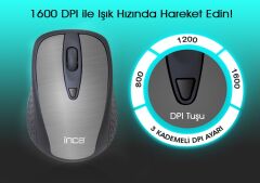 INCA IWM-201RG Nano Alıcılı Kablosuz 2.4Ghz Gri Mouse