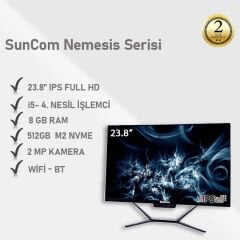 SUNCOM Nemesis SCA-101 i5-4570T 8GB 512GB SSD 23.8'' Siyah DOS All in One PC
