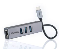 DARK DK-AC-U31X3GL Type-C to RJ45 Gigabit 3xUSB 3.0 Hub Çoklayıcı