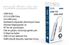INCA IUSB-4TUX 4 Port 3xUSB 2.0+1xUSB 3.0 USB Çoklayıcı