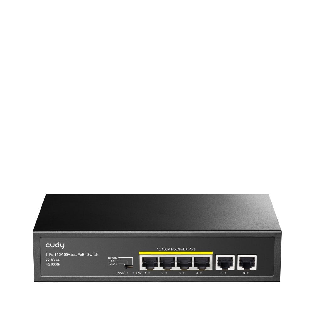 CUDY FS1006P 6 Port Mbit 4 Port PoE 60W 2xMbit Uplink Desktop Yönetilemez Metal Kasa Switch