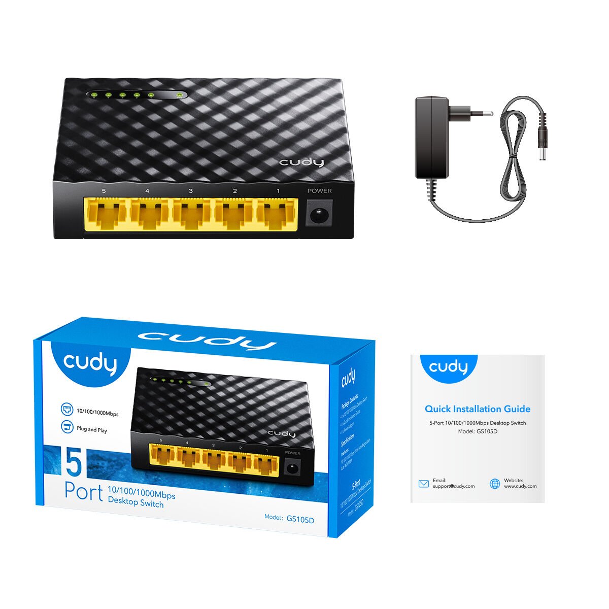 CUDY GS105D 5 Port 10/100/1000 Yönetilemez Desktop Plastik Kasa Switch