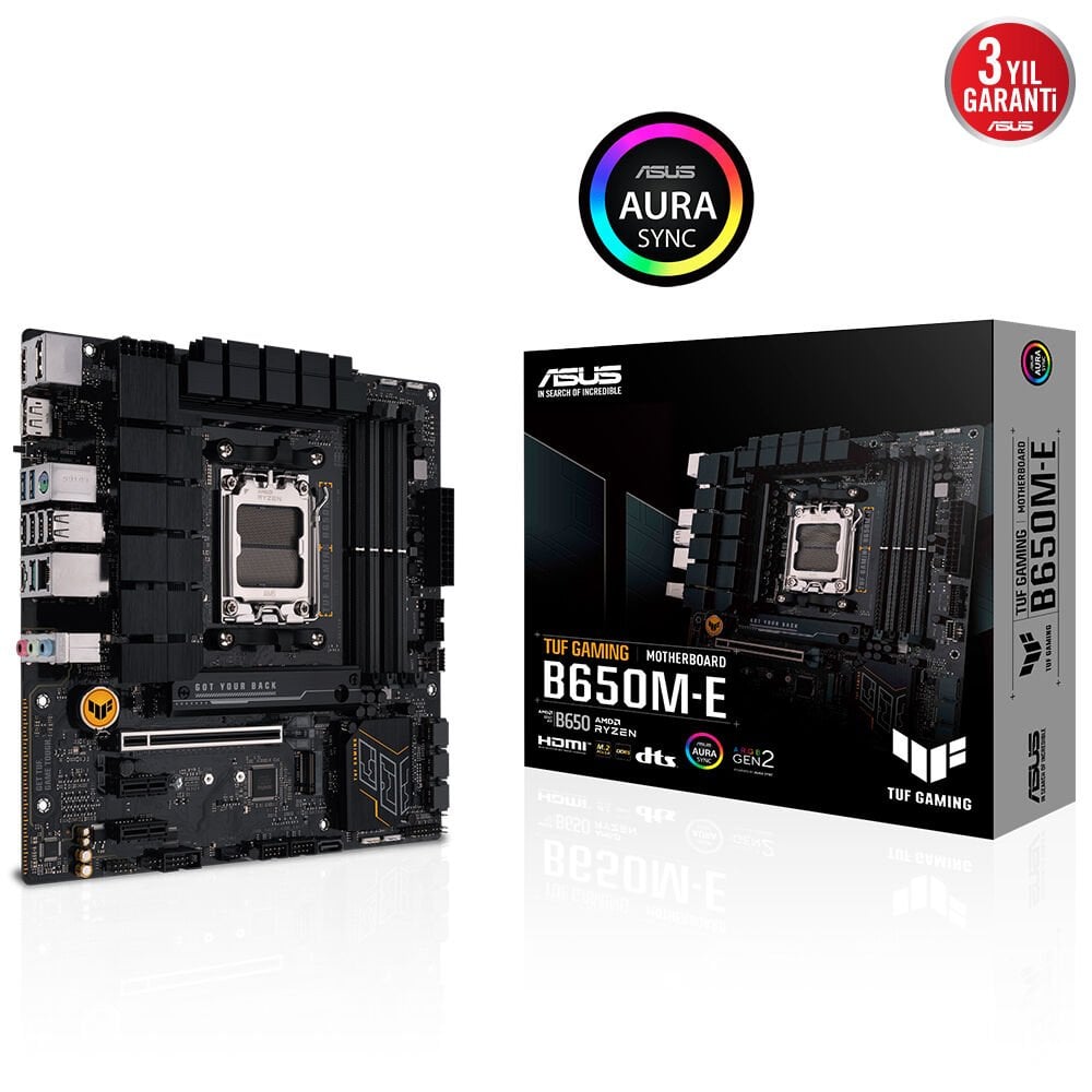 ASUS TUF GAMING B650M-E B650 DDR5 (Vga Yok) GLan 2.5G mATX HD DP TYP-C M2 RGB US3 AM5 AMD Anakart