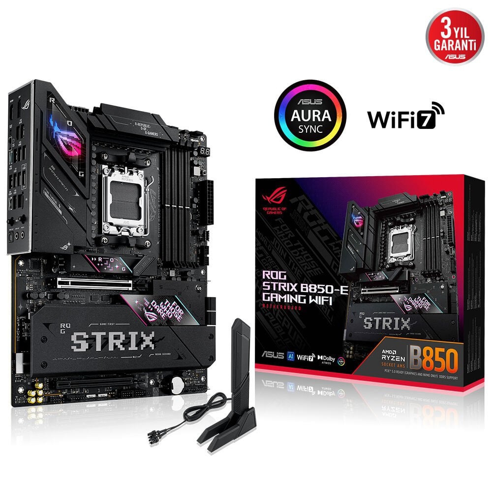 ASUS ROG STRIX B850-E GAMING WIFI B850 DDR5 (Vga Yok) GLan 5GB ATX HD DP TYP-C OPTİK M2 RGB AM5 AMD Anakart