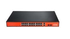 Wi-Tek WI-PS526GH 26 Port Mbit 24 Port PoE+ 185W 1xGbit+1xSFP Uplink Rackmount Yönetilemez Switch