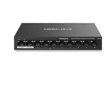 TP-LINK MERCUSYS MS110P 10 Port Gbit 8 Port PoE+ 65W 2xMbit Uplink Desktop Yönetilemez Çelik Kasa Switch