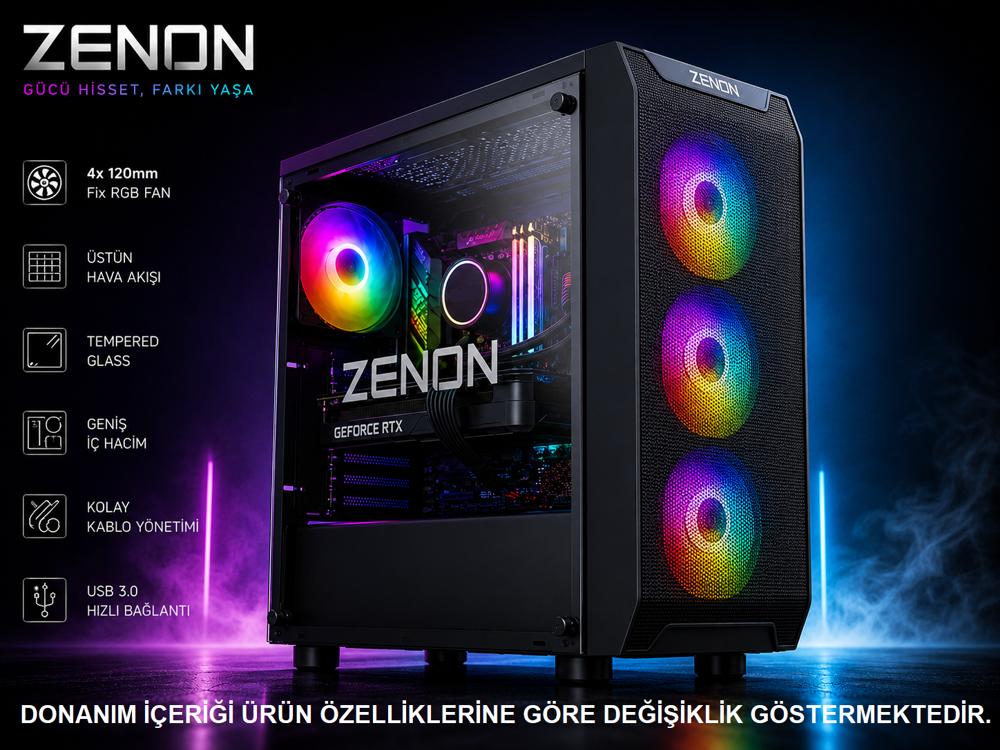 ZENON Gaming ZG-176 Ultra 5 225F 16GB 1TB SSD 8gb RTX5060 DOS Masaüstü Oyun Bilgisayarı (3 Yıl Garanti)