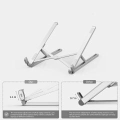 BİX Saiji X2-GY 11''- 17'' Arası Taşınabilir Katlanır Alüminyum Notebook Soğutucu Stand Beyaz