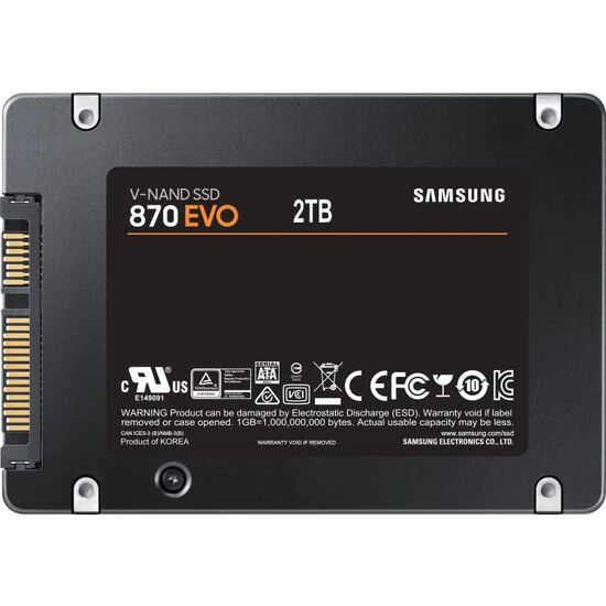 SAMSUNG MZ-77E2T0BW 870 EVO 2.5'' 2TB (560/530MB/s) SATA (V-NAND 3bit MLC) SSD Disk