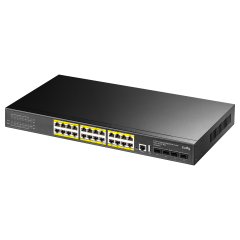 CUDY GS5024PS4-400W 24 Port 10/100/1000 Yönetilebilir (L3) 4 SFP (10GB) Rack mount (24 Port Poe+) 400W Switch