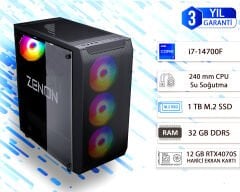 ZENON GAMING PRO ZG-131 i7-14700F 32GB 1TB SSD 12GB RTX4070S DOS Masaüstü PC (3 Yıl Garanti) Wifi + BT