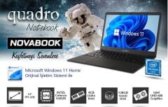 QUADRO NovaBook GN15-140P-CJ N4020 4GB 128GB SSD O/B Intel UHD 14'' W11H Siyah Notebook