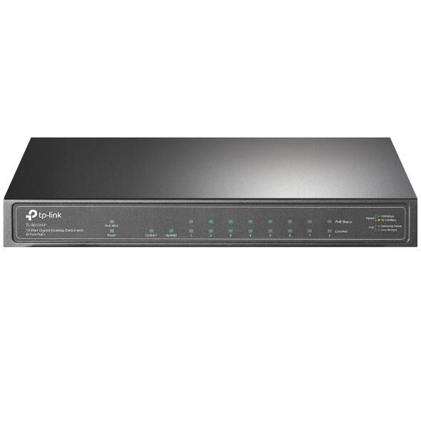 TP-LINK TL-SG1210P 10 Port Gbit 8 Port PoE+ 63W 1xGbit+1xSFP Uplink Desktop Yönetilemez Switch