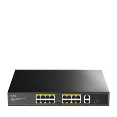 CUDY FS1018PS1 18 Port Mbit 16 Port PoE+ 200W 2xGbit+1xSFP Uplink Rackmount Yönetilemez Metal Kasa Switch