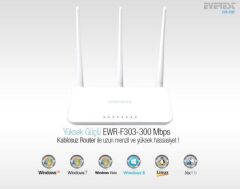EVEREST EWR-F303 4 Port 300mbps 3xAnten Kablosuz Router