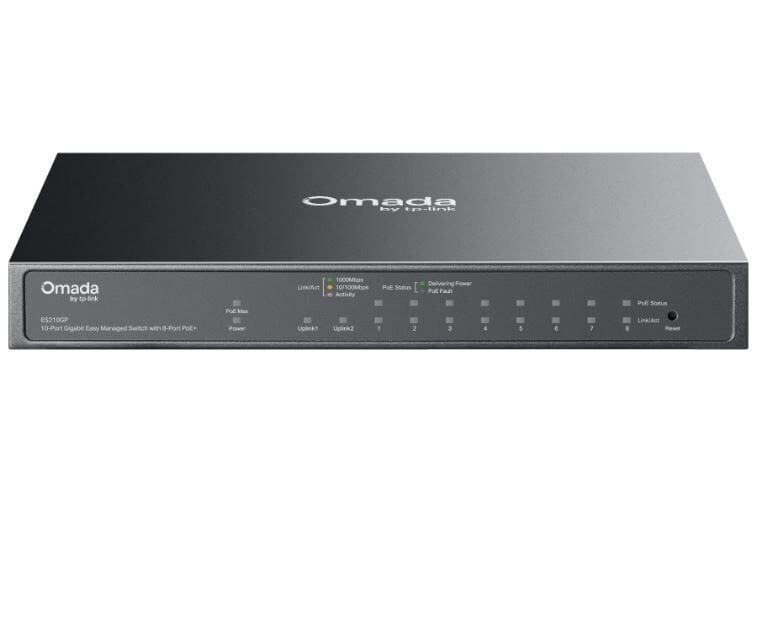 TP-LINK OMADA ES210GP 10 Port Gbit 8 Port PoE+ 63W 1xGbit+1xSFP Uplink Desktop Yönetilebilir Switch