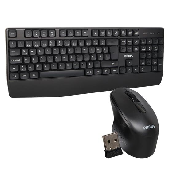 PHILIPS SPT6348B Q Türkçe Kablosuz Siyah Klavye+ Mouse