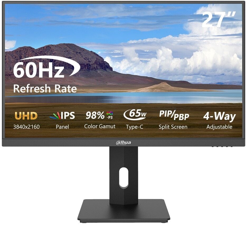DAHUA LM27-U401A 27'' LED IPS 5ms 60Hz 3840x2160 UHD 4K HDMI DP TYPE-C USB (Vesa) Pivot Siyah Monitör