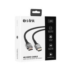 S-LINK SLX-HD4K015 1.5 Mt Metal v2.0 4K (4096*2160) 60Hz HDMI Kablo