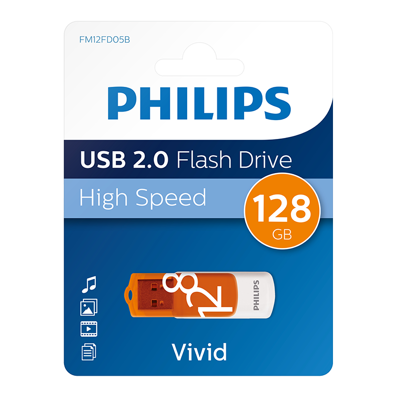 PHILIPS FM12FD05B/00 128GB USB2.0 Turuncu/Beyaz USB Bellek