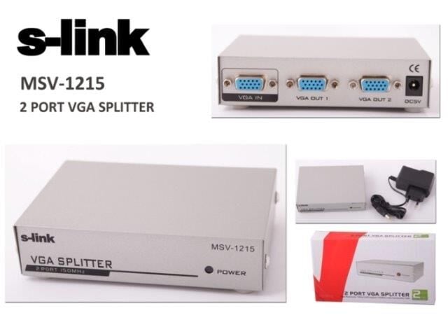 S-LINK MSV-1215 2 Port VGA Monitör Çoklayıcı (150 MHZ)