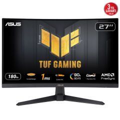 ASUS VG27VQ3B TUF GAMING 27'' Curved (Kavisli) 1ms 180Hz 1920x1080 FullHD 2x HDMI 1xDP Multimedya (Vesa) ELMB SYNC, FreeS