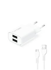 COMPAXE CTA-521DUMB24 10W 5V 2.1A ÇİFT USB ADAPTÖR Beyaz KABLOLU SET