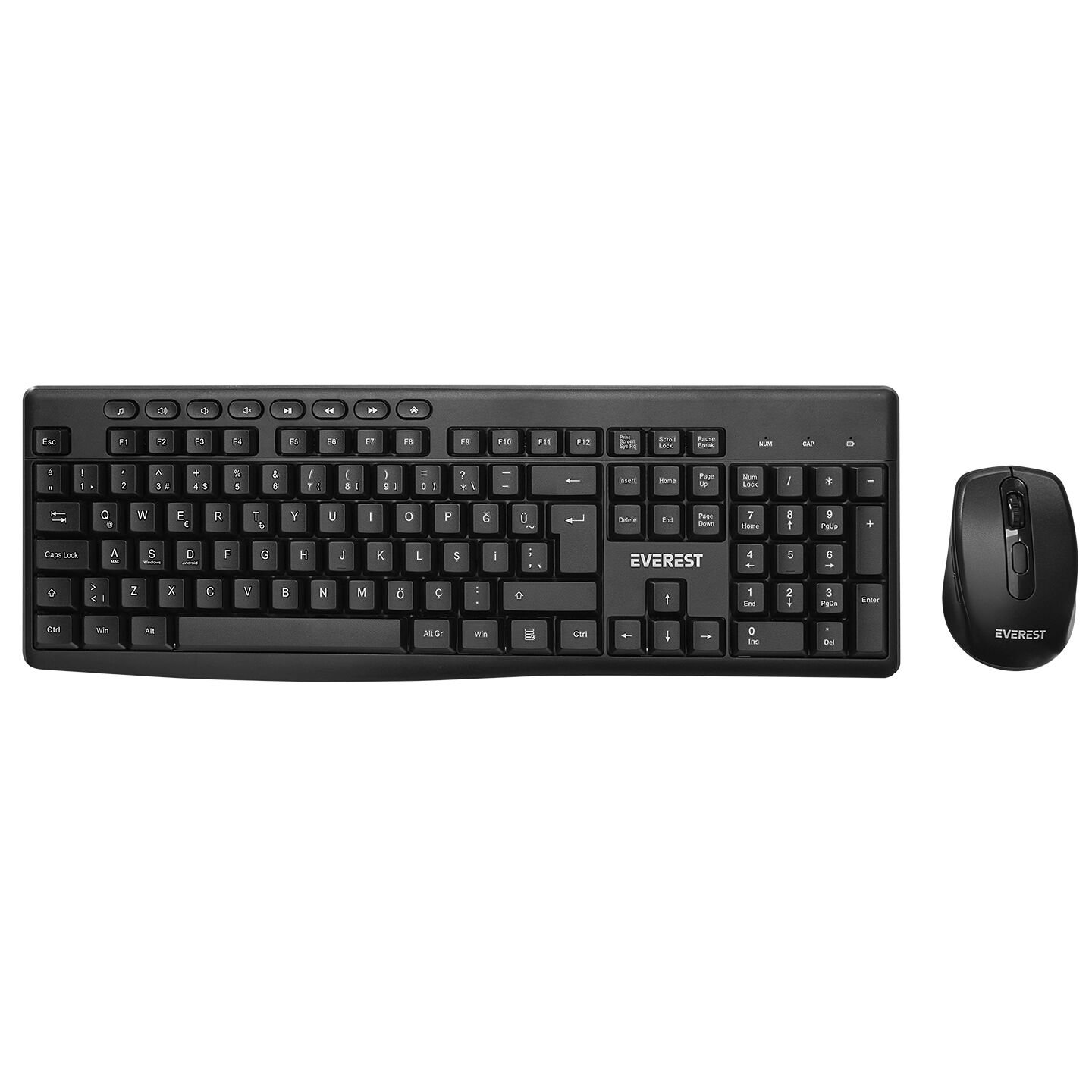 EVEREST KM-719 Q Türkçe Kablosuz Multimedya Siyah Klavye+ Mouse