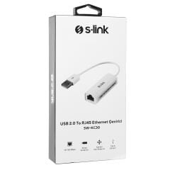 S-LINK SW-KC30 Usb 2.0 To RJ45 Win10 Uyumlu Ethernet Çevirici Adaptör