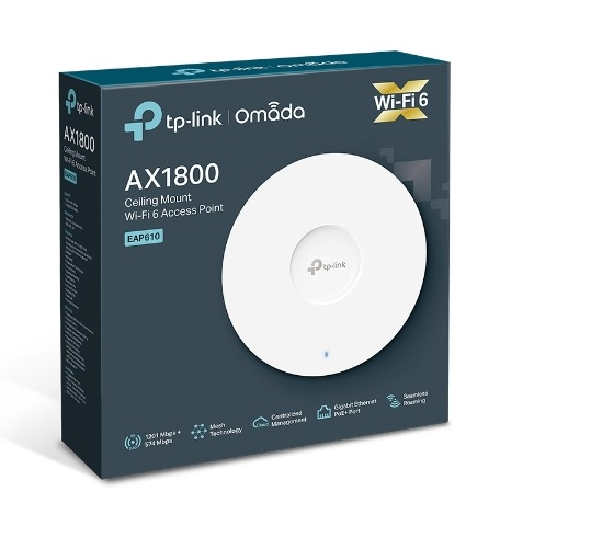 TP-LINK OMADA EAP610 1 Port 10/100/1000Mbps AX1800 4 Anten Tavan Tipi Wi-Fi 6 Access Point
