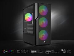 GAMEBOOSTER CRUX E650B 650W 80+ Siyah Mesh Panel Full Tower E-ATX Kasa