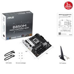 ASUS B850M MAX GAMING WIFI B850M DDR5 (Vga Yok) GLan mATX HD DP TYP-C WIFI BT M2 AM5 AMD Anakart