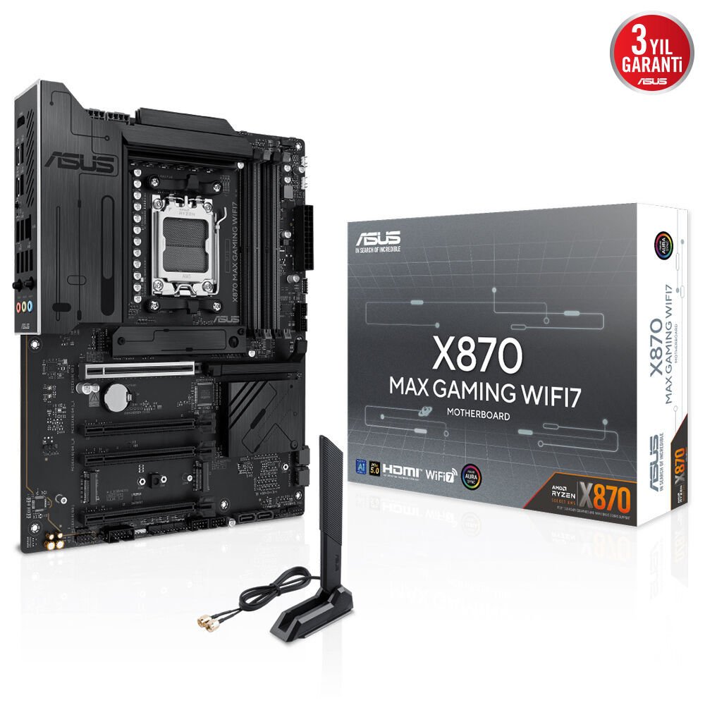 ASUS X870 MAX GAMING WIFI7 X870 DDR5 (Vga Yok) GLan 2.5G ATX HD DP WIFI7 BT M2 AM5 AMD Anakart