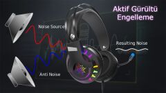 INCA IGK-X10 7.1 Surround RGB Siyah Kulaküstü Mikrofonlu Kulaklık