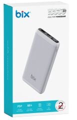 BİX BXPB107-WE 10000 Mah Beyaz 18W Çift Çıkışlı LED Ekranlı Güç Bankası