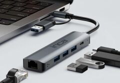 INCA IUTP-5T 3 Port USB/Type-C X3 USB 3.0 + Type-C Ethernet RJ45 Aluminyum Kasa
