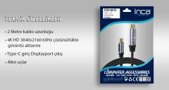 INCA ITCD-02TX 2 Mt TYPE-C TO DİSPLAYPORT Kablo