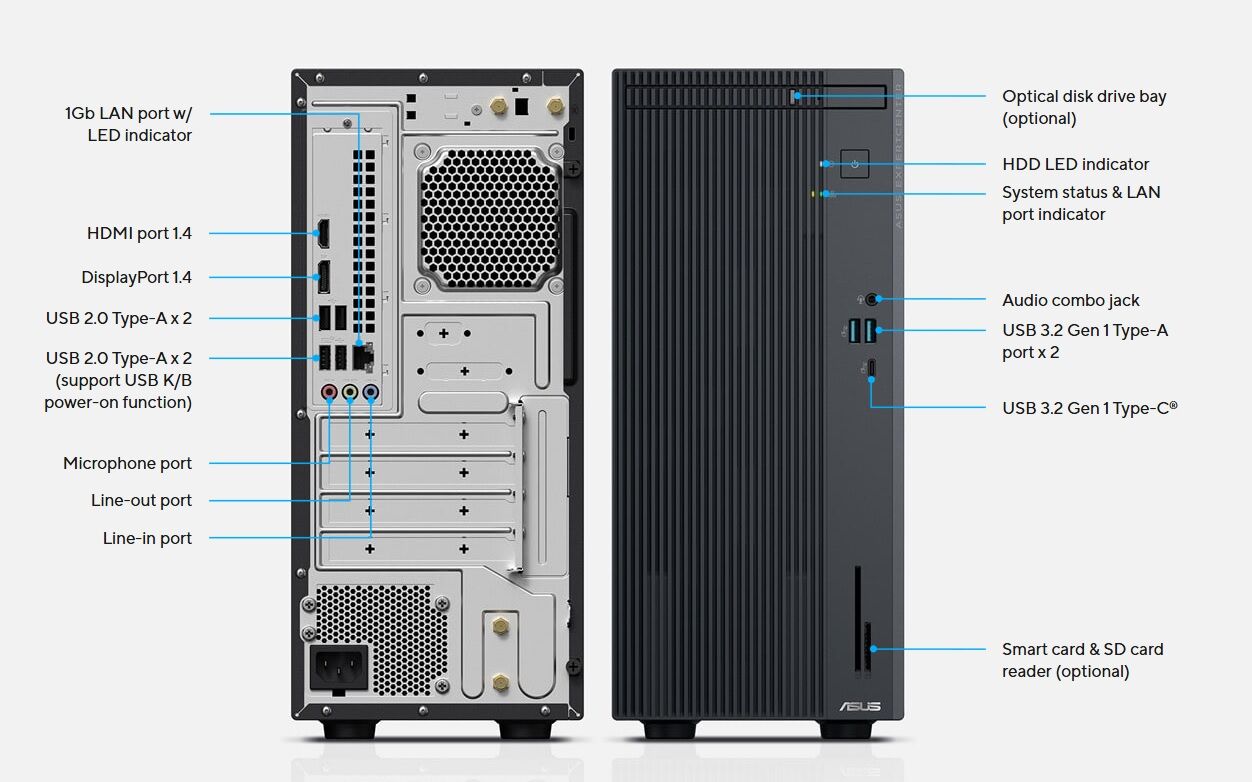 ASUS ExpertCenter P500 MT P500MV-I7136216512B0D i7-13620H 16GB 512GB SSD O/B UHD770 DOS Masaüstü PC