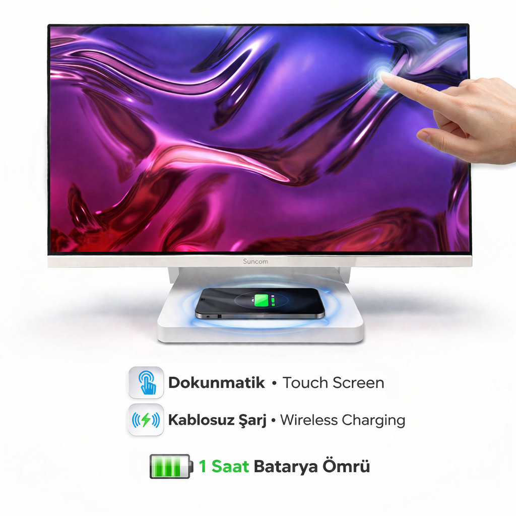 SUNCOM Touch SCA-132T i7-13650H 16GB 512GB SSD O/B Dokunmatik 27'' Beyaz DOS All in One PC Bataryalı