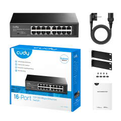 CUDY FS1016 16 Port Mbit Desktop/Rackmount Yönetilemez Metal Kasa Switch