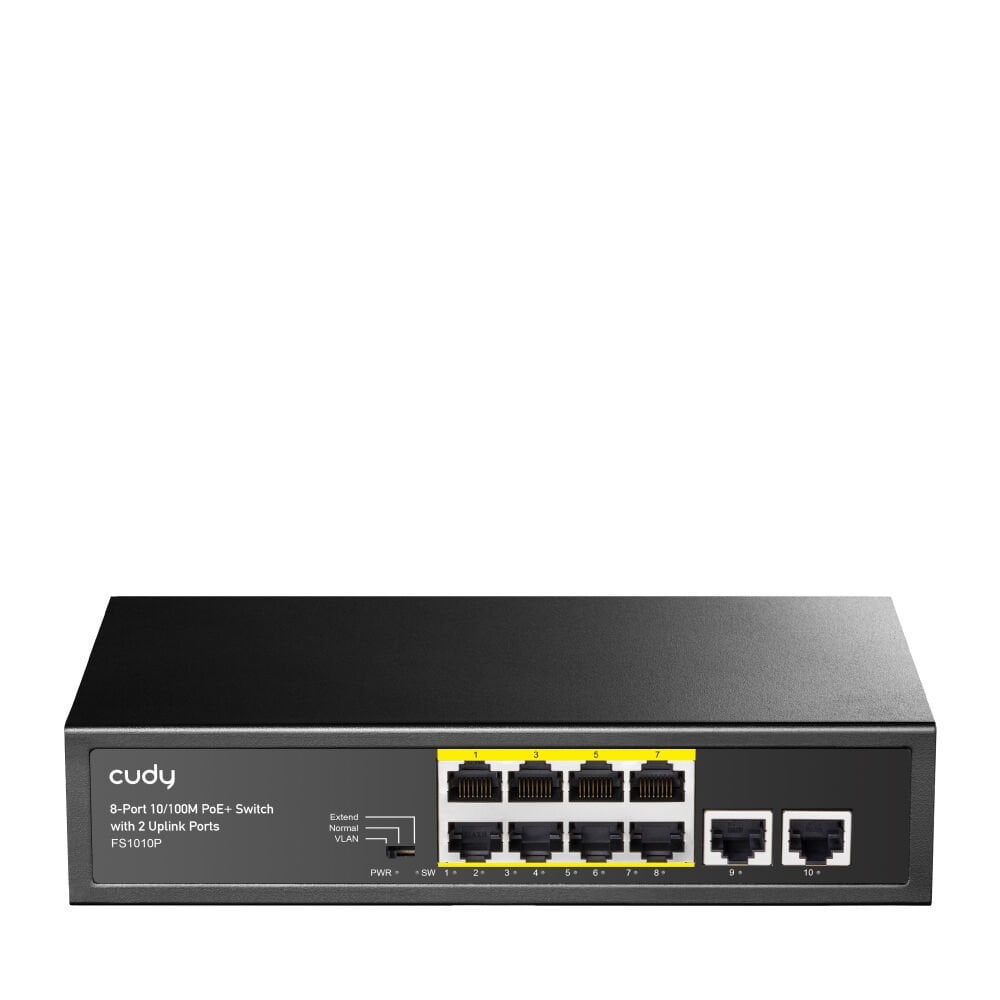 CUDY FS1010P 10 Port Mbit 8 Port PoE+ 120W 2xMbit Uplink Desktop Yönetilemez Metal Kasa Switch