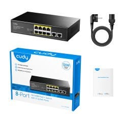CUDY FS1010P 10 Port Mbit 8 Port PoE+ 120W 2xMbit Uplink Desktop Yönetilemez Metal Kasa Switch